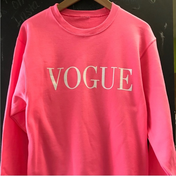 Neon pink Vogue pullover sweatshirt cozy comfort - Picture 2 of 3